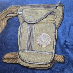 Aolailud Alld XL 30 Tactical Canvas Hip Leg Holster Thigh Drop Bag Brown Biker